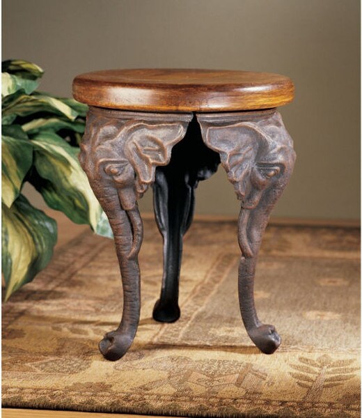 Three Elephants of Timbe Sculptural Footstool Exotic Furniture Rest